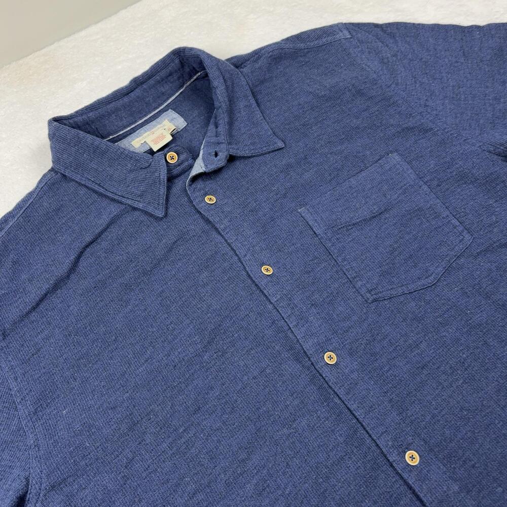 Carbon2cobalt Button Up Shirt Men XL Blue Cotton Knit Long Sleeve Relaxed Fit